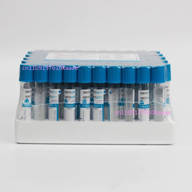 

100pcs Blood Collection Coagulation Sodium Citrate Plastic Tube Sterile Negative Pressure Vacuum Blue Cap Anticoagulant Tube