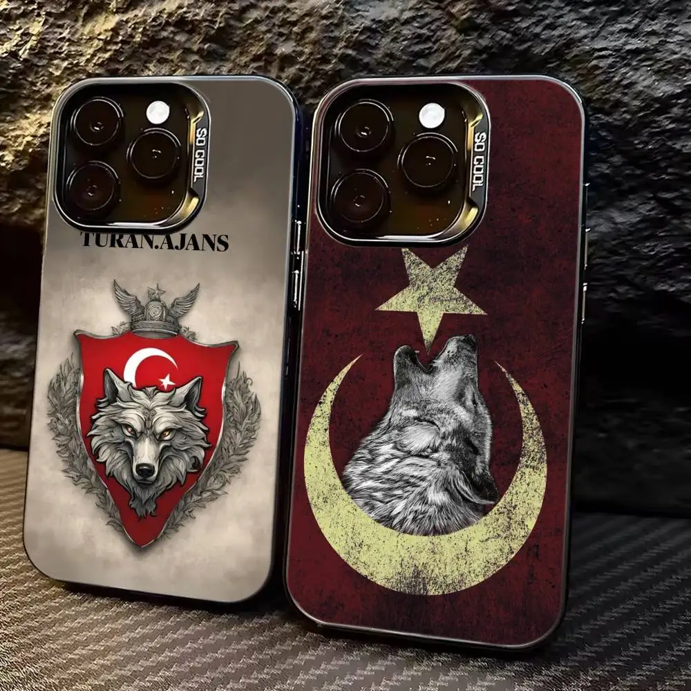Turkish B-Bozkurt Gray Wolf Phone Case For iPhone 17,16,15,14,13,12,11 Plus,Pro Max,XS,Colorful Silver Black Cover