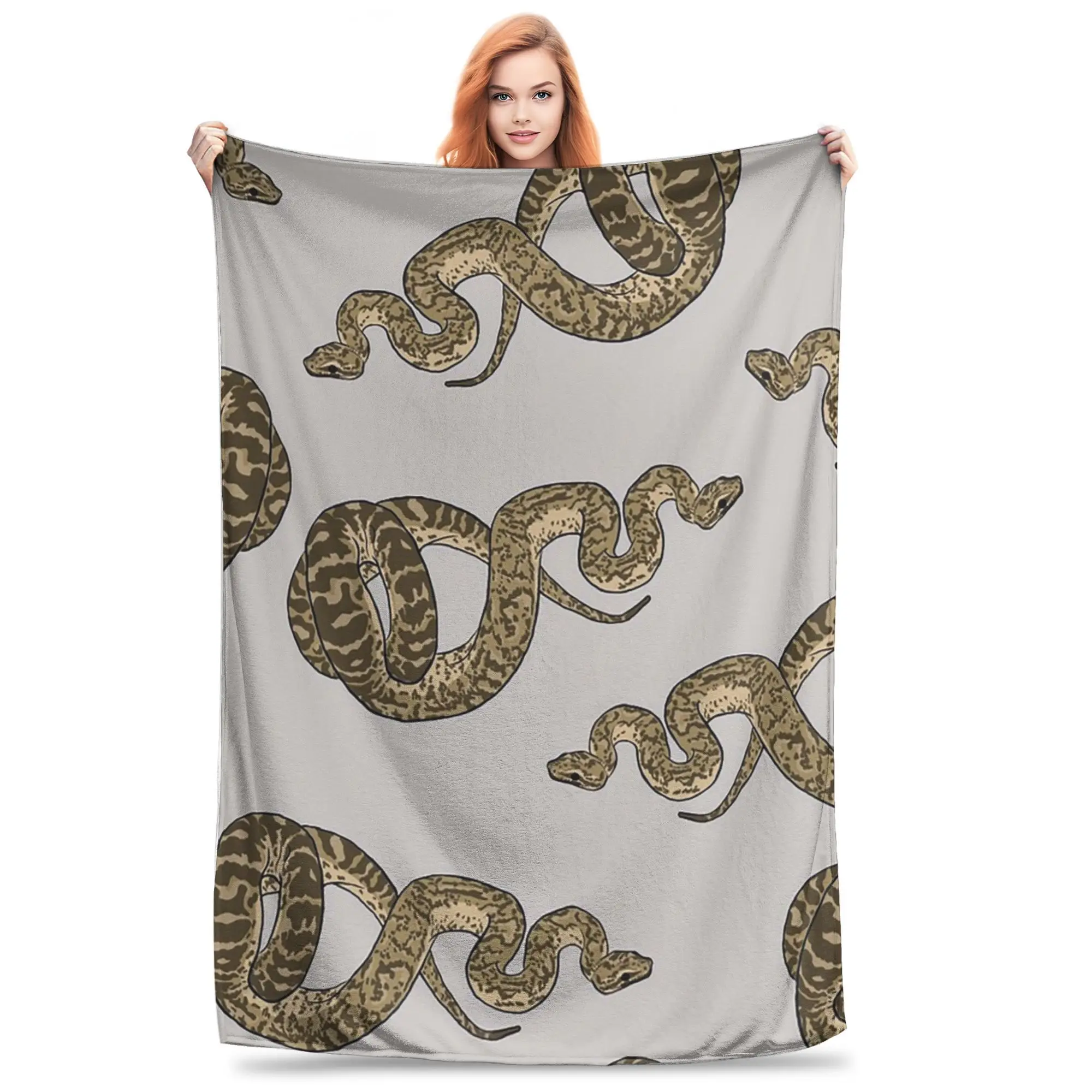 Ball Python Morph Snake Pattern Blankets Soft Warm Flannel Throw Blanket Plush for Bed Living room Picnic Travel Home Couch