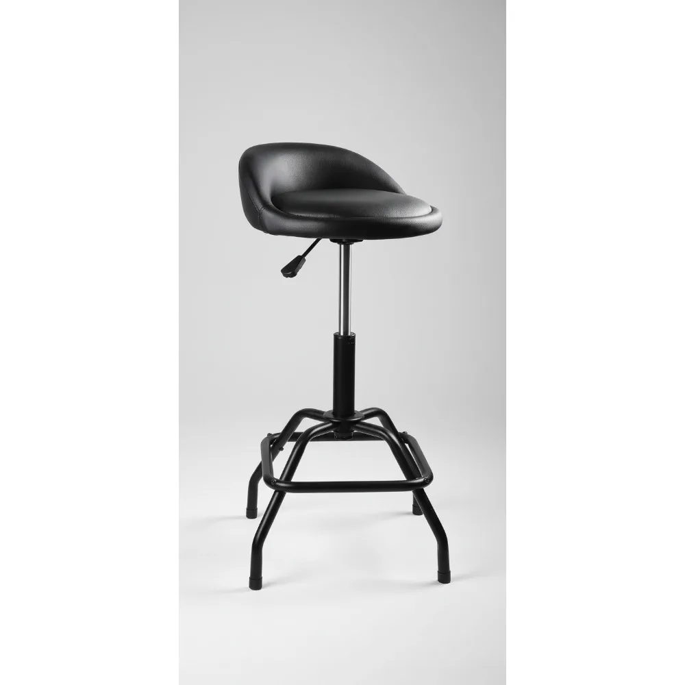 Adjustable Swivel Bar Stool with Back Support, 330lb Capacity, Kitchen & Garage Stool, Black