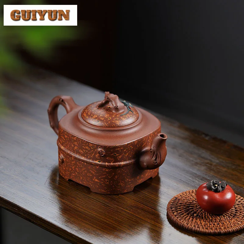 560ml Yixing Purple Clay Teapots Handmade Squirrel Grapes Pot Raw Ore Twist Mud Tea Maker Kettle With Strainer Zisha Teaset Gift