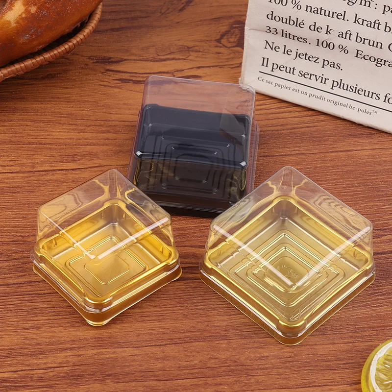 M-50Pcs Dessert Egg-Yolk-Puff BoxTransparent Square Plastic Muffin Packaging Boxes Moon Cake Container Baking Food Packing - view 3