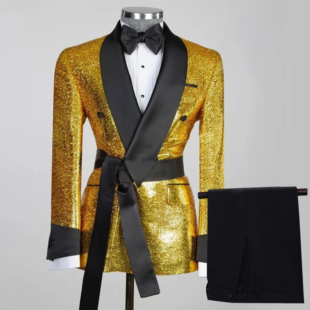 

Blazer Suit For Men 3 Piece Outfit Set Suits Pants Mens Party Wedding Tuxedo Jackets vest golden Costume Designer Clothes Coats