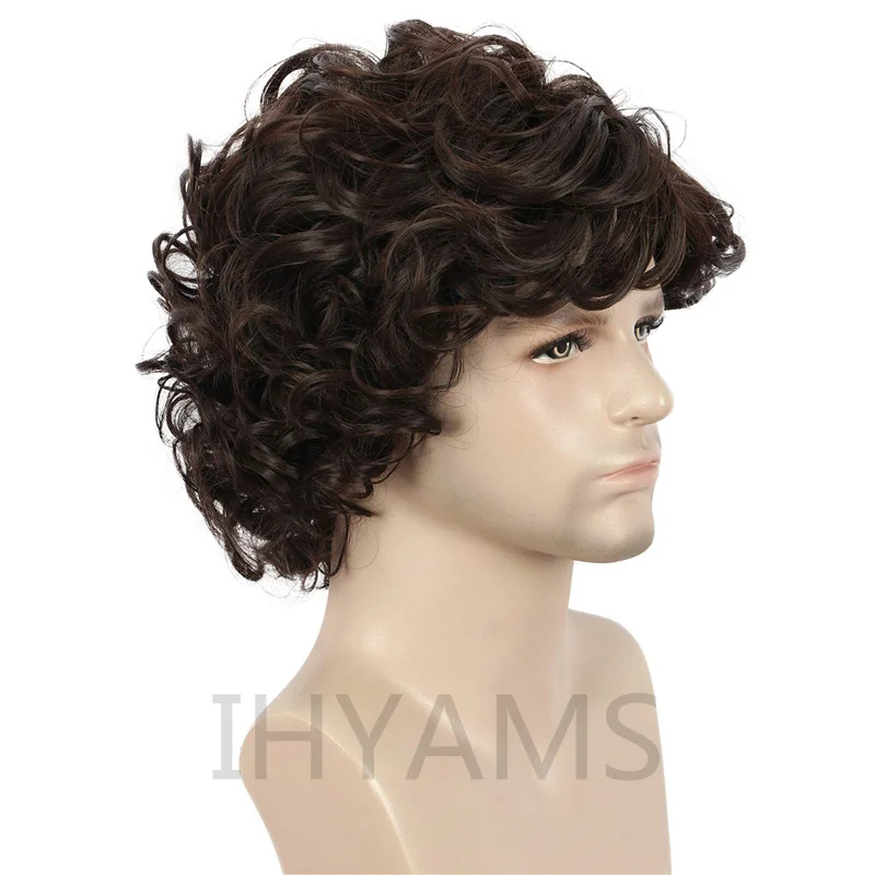 New Moive Dune Paul Atreides Cosplay Wig Men Dark Brown Short Curly Wig Heat Resistant Hair Role Play Wigs + Free Wig Cap