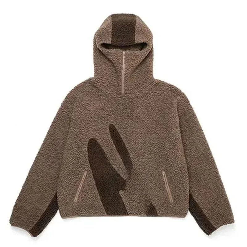 

ex Hooded Loose f Zipper Contrasting ket Winter ort Pants Ciwalk Geometric Pattern Tee-acetate Fiber Loose Fit