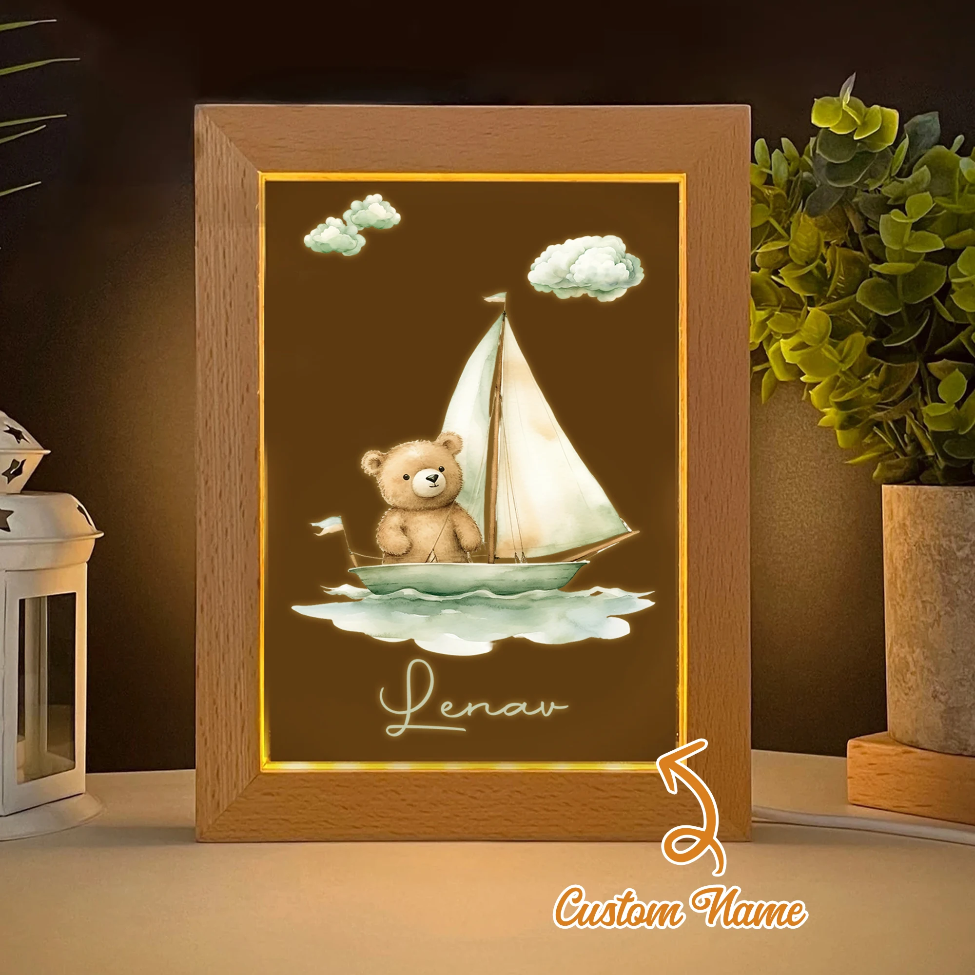 Медведь на парусе, светодиодная фоторамка с ночным видением