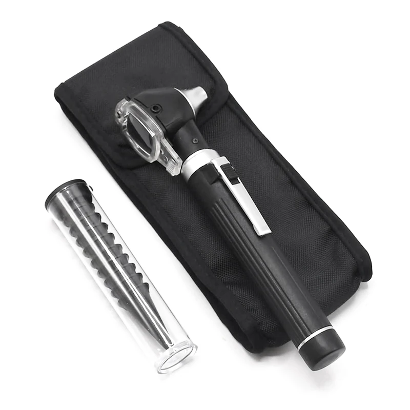 Professional LED Fiber Optic Portable Medical Nasal Ear Canal Endoscope Borescope Straight Direct Otoscope with Specula Cones