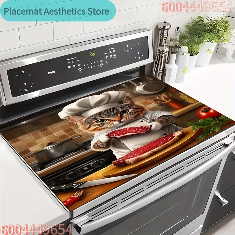 Chef Cat Pattern Printed Water Absorbent Dish Drying Mat Can Be Used As Drainage Mat Coffee Machine Mat Washing Machine Mat