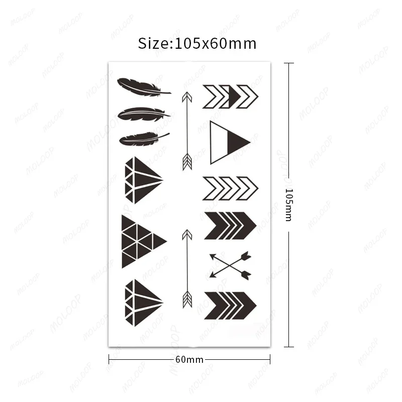 Tattoo Stickers Arrow Triangle Pattern Feather Cute Small Element for Women Men Makeup Art Waterproof Temporary Flash Tatoo