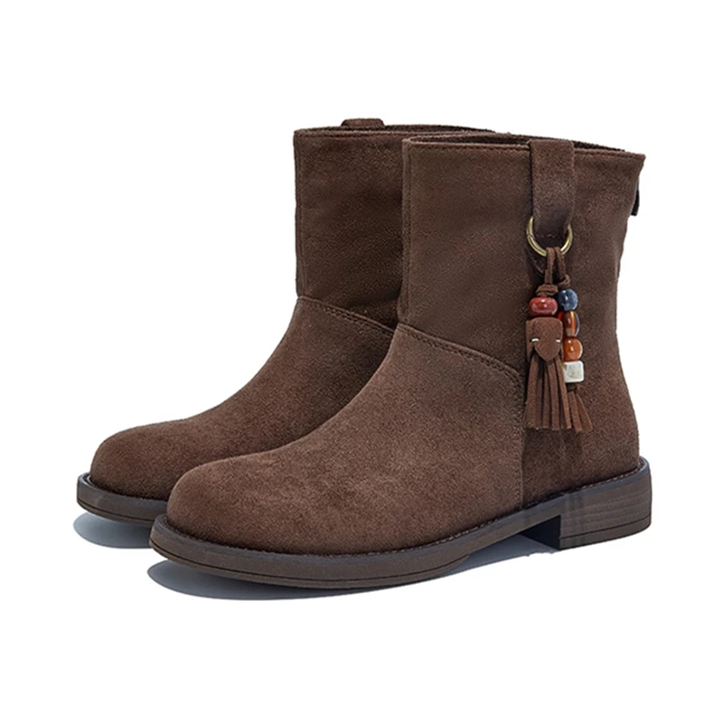 

Новый стиль, удобные женские ботильоны Tasse Design, нескользящие ковбойские сапоги в стиле вестерн с круглым носком, роскошный брендовый дизайнер Botas Mujer