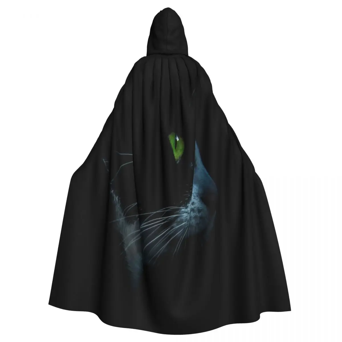 

Dark Enigma Cat Themed Cloak for Mysterious Halloween Costume Unisex Adult Cloak with Hood Long Witch Costume Cosplay