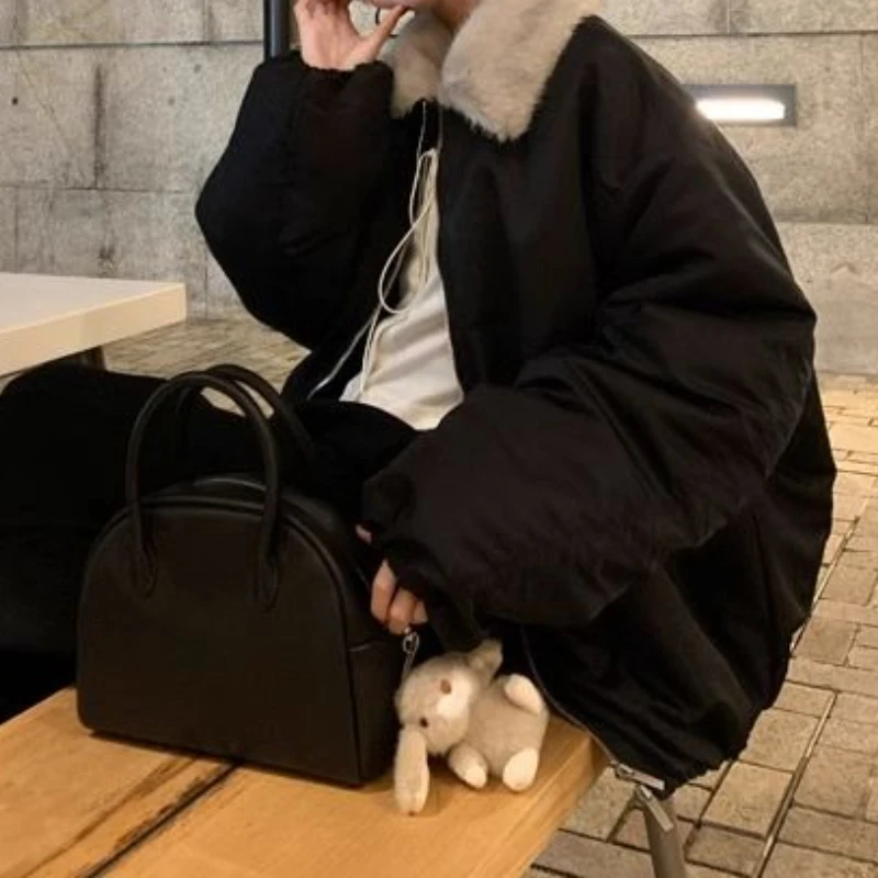 سترة مبطنة كلاسيكية كاجوال للطيار سترة مبطنة باللون الأسود للنساء سترة شتوية مبطنة