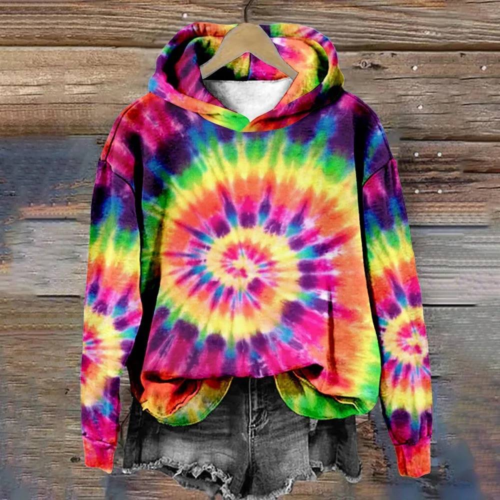 فقط قمة الموضة الملونة التعادل صبغ ثلاثية الأبعاد طباعة هوديس المرأة الخريف قمصان سويت شيرت بقلنسوة الشارع البلوز Y2K بدلة رياضية معطف للجنسين #1