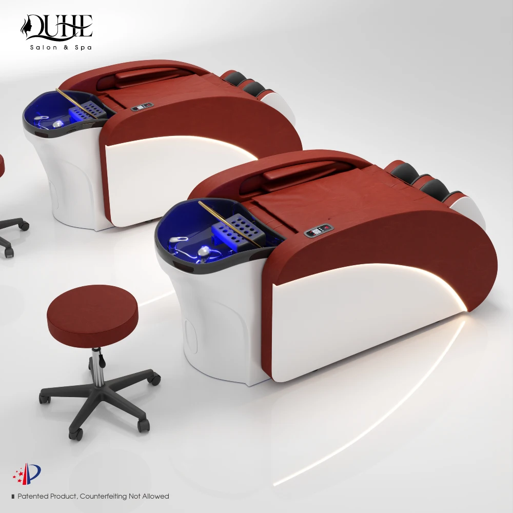Hot Sale Washing Hair Salon Shampoo Chair Bed with Massage Head Spa Bed Pu Leather Head Shower Massage Table Hair Spa