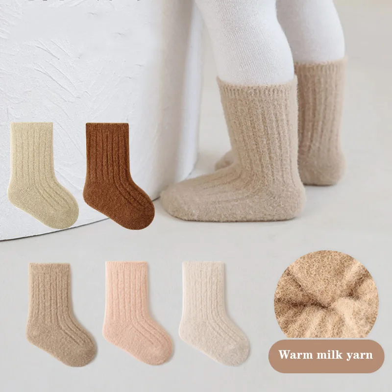 4 Pairs/Lot Baby Socks Set Warm Soft Cotton Kids Sock Boneless Comfotable Middle Tube Children Socks For Boys And Girls