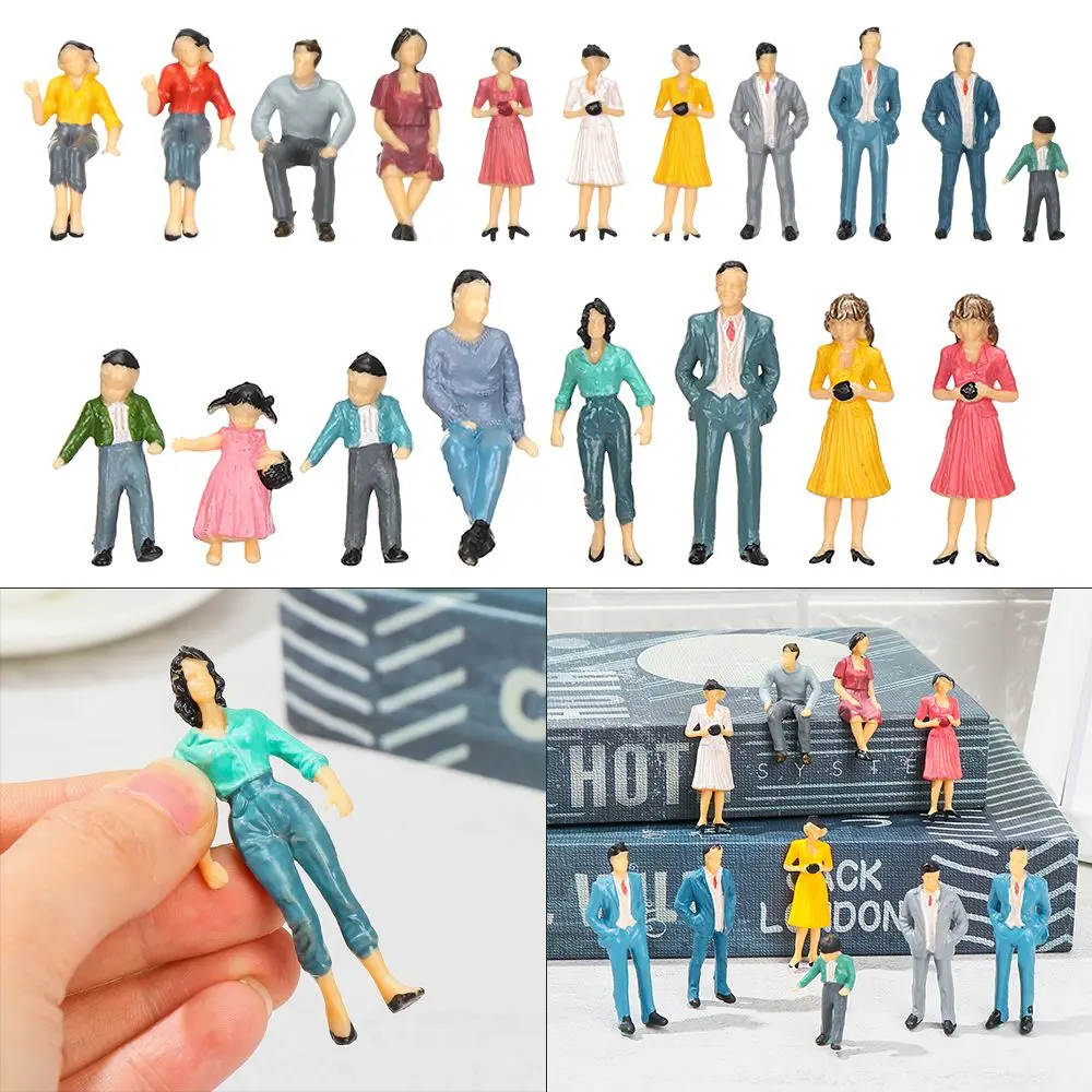 10pcs Model Building People Figures Passengers Train Scenery 1:25/1:30 Scale Mixed Color Standing People Assorted Poses