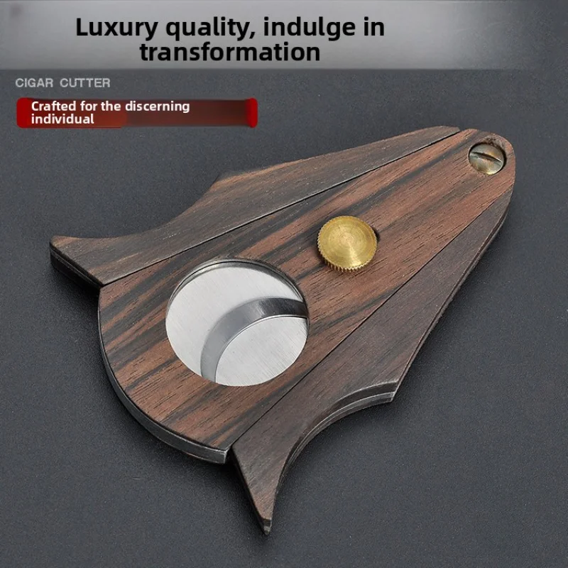 

Double Blade Guillotine Cigar Cutter Stainless Steel With Wood Grain Luxury Cigar Accessories Cool Gadget Gift For Men