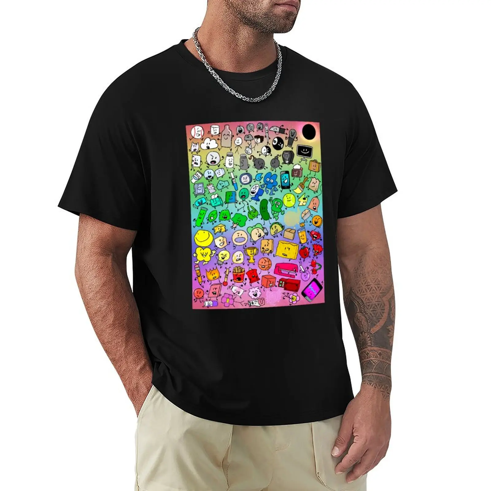 

Bfdi Inanimate Insanity All Characters (Rainbow) T-Shirt anime t shirts tshirts personalised men tshirt