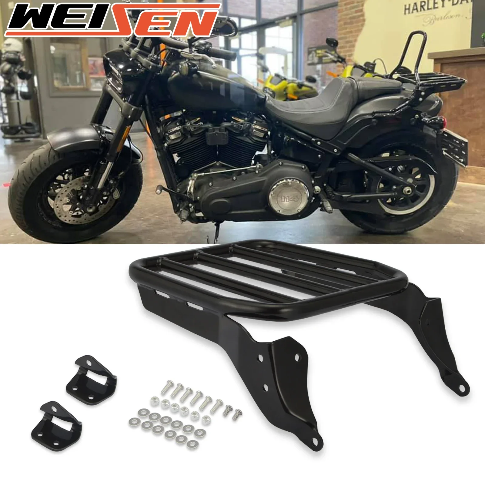 Motorcycles Rear Sport Luggage Rack for Sissy Bar for 2018-2024 Harley Softail FLDE FLHC FLHCS FLSL FXBB FXBBS and FXST Models