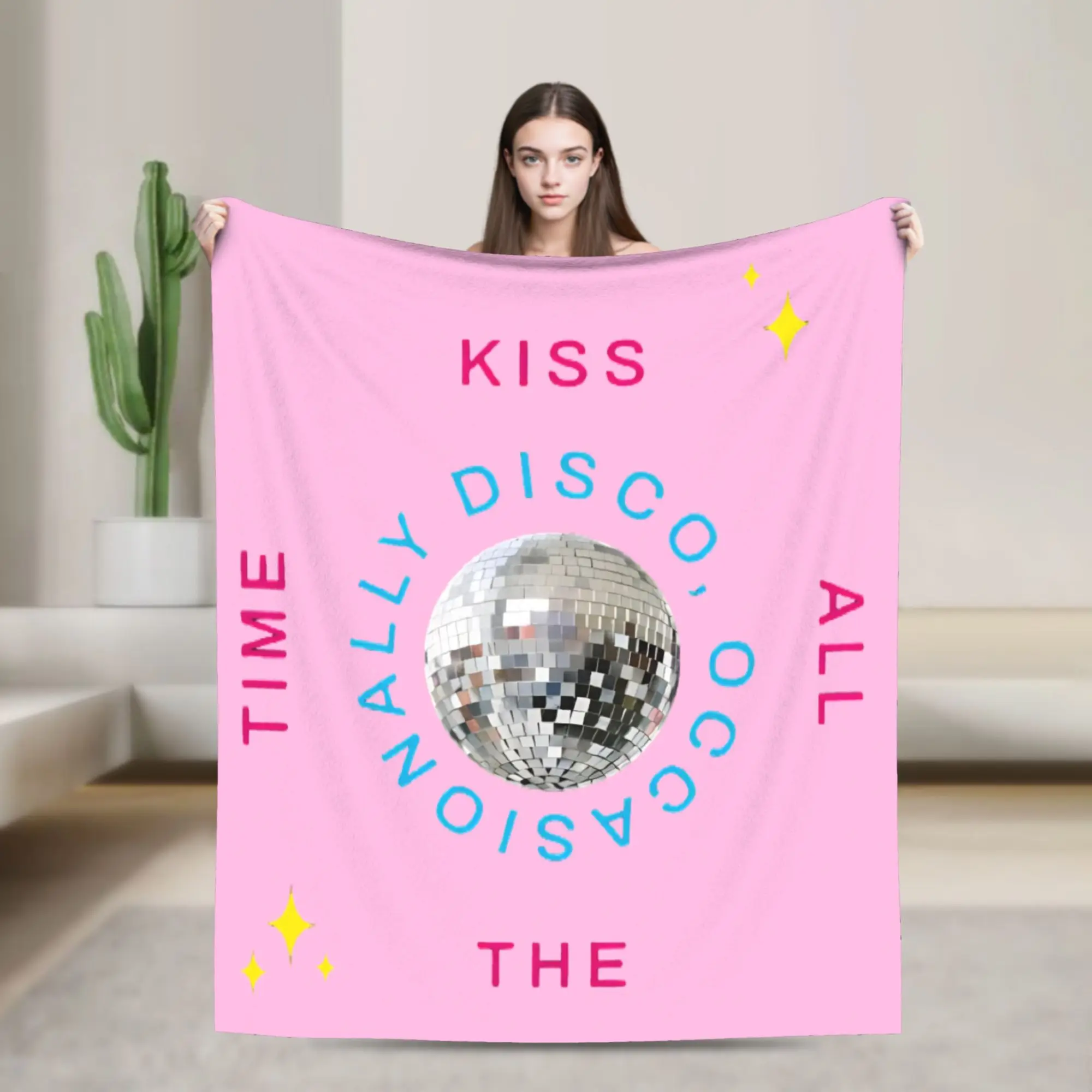 Kiss All The Time Disco Ball Fleece Throw Blankets Harrys Music Styles  Blankets for Bedding Office Super Warm Quilt