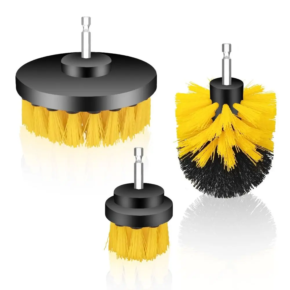مجموعة فرش الحفر الكهربائية المصنوعة من النايلون، شعيرات صلبة مع قضيب موسع، أداة تنظيف فرشاة الحفر، فرشاة غسيل السيارات الزجاجية #4