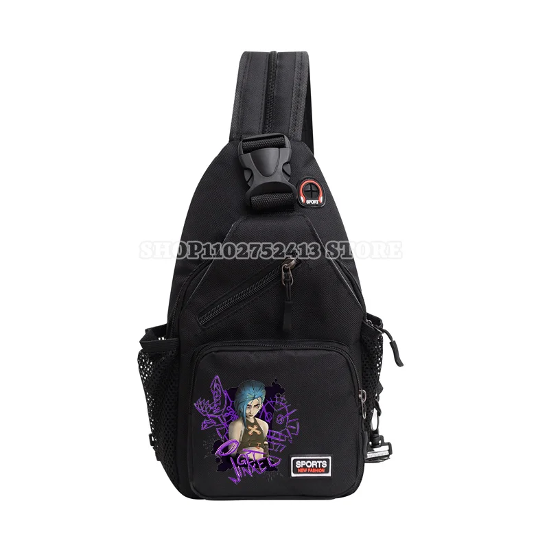 Arcane Jinx Chest Bag Waterproof Large Capacity Double Backpack Women Men Cartoon Anime Fashion Oxford Cloth Crossbody Satchel