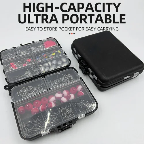 Imagen 2 del producto Set de Accesorios de Pesca ShareShark de 263 Piezas para Exteriores, Incluye Alicates, Anzuelos, Plomos, Emerillones, Broches, Deslizadores de Plomo