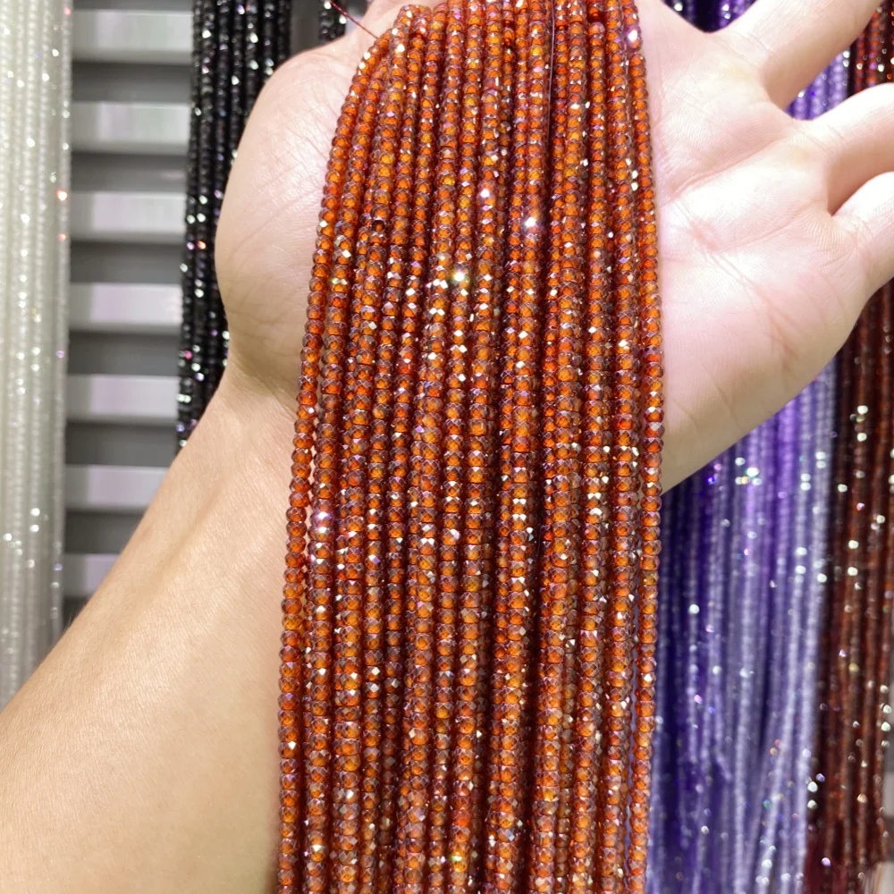 Natural 2x3MM Faceted Zircon Stone Beads Natural Stone Loose Beads for Jewelry Making Diy Bracelet Accessories