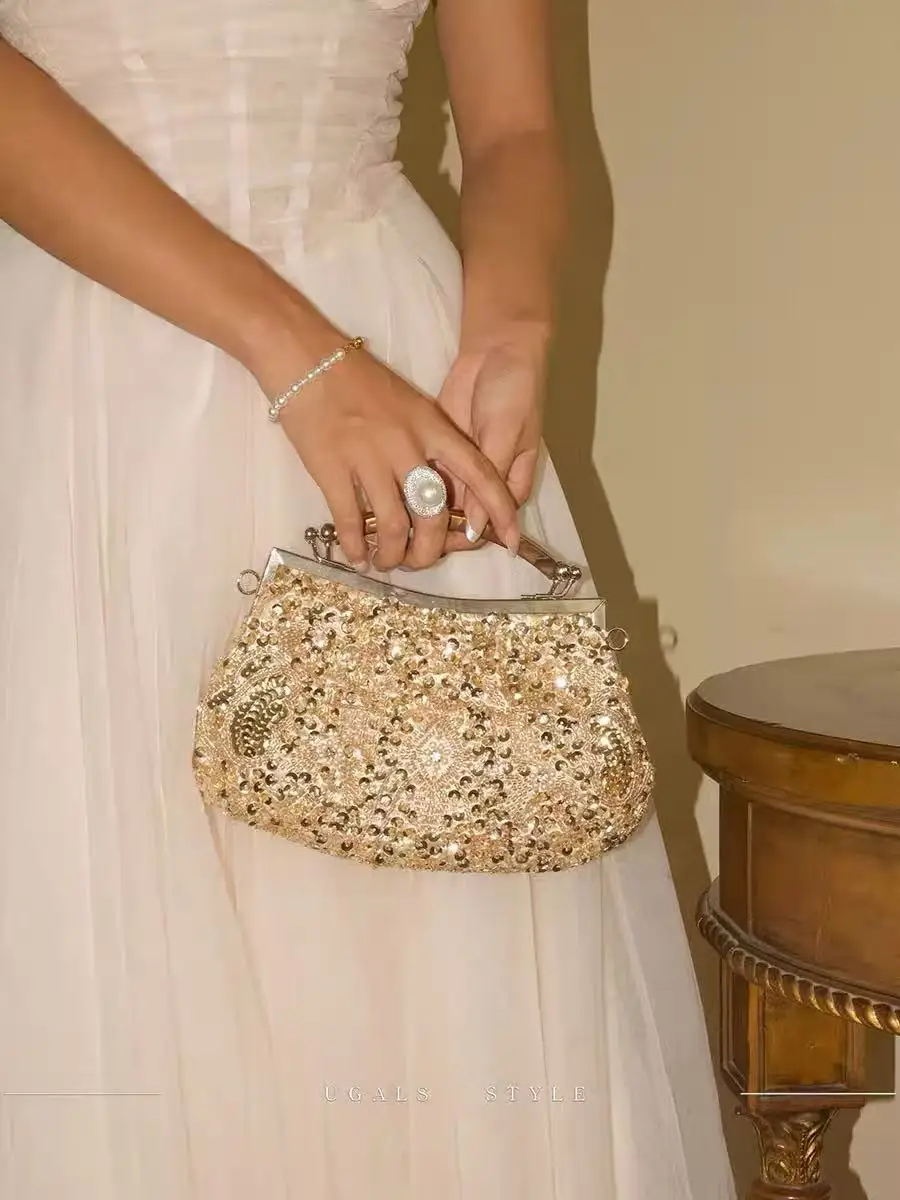 

Glitter Shiny Sequins Women Handbag Fashion Beads Beaded Exquisite Evening Bag Wedding Party Clutch Purse Shoulder Crossbody Bag