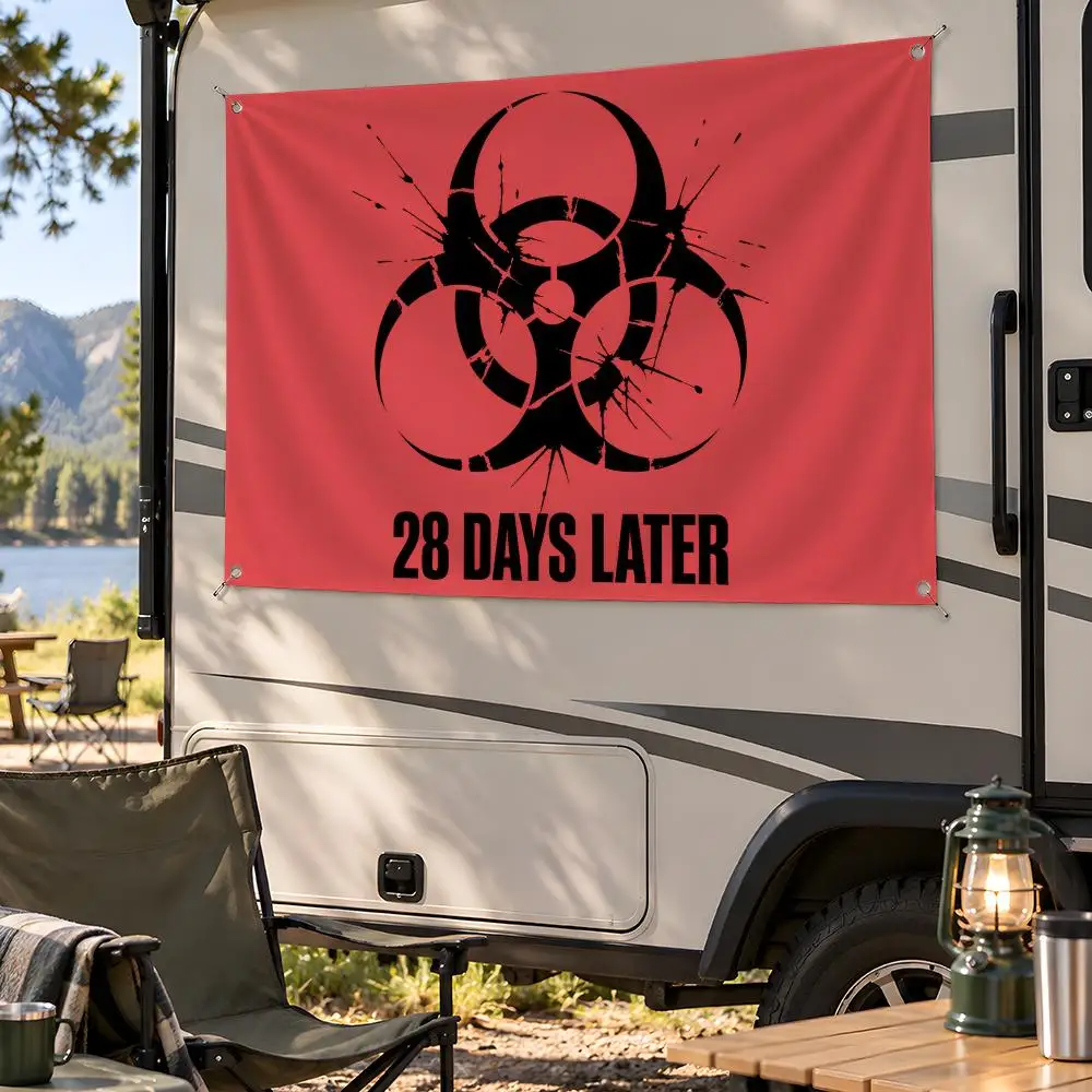 Movie Zombie Horror 28 Days Later Flags Fan Flag Banner Wall Hanging Outdoor Yard Camping Dorm Garage Party Home Decor Gift