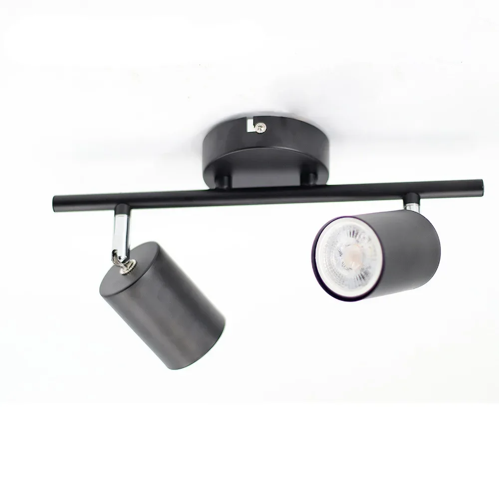 Lámpara de techo de 2 cabezales, Foco Led montado en superficie, Foco negro para sala de estar, cocina, decoración del hogar, juego de iluminación