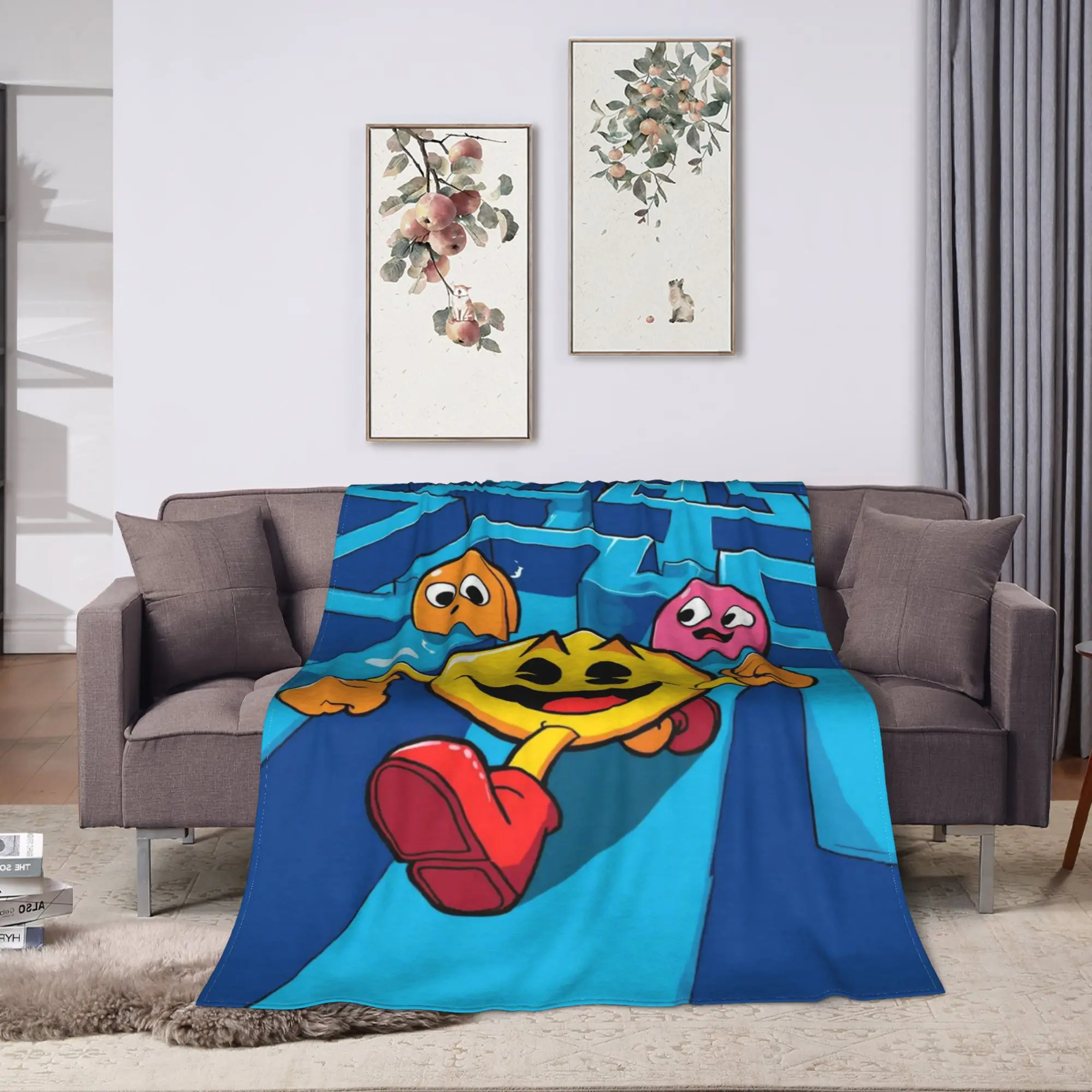 Pac-Man Warm Blanket  Funny Travel Office Bedding Throws Couch Bed Flannel Bedspread Sofa Bed Cover