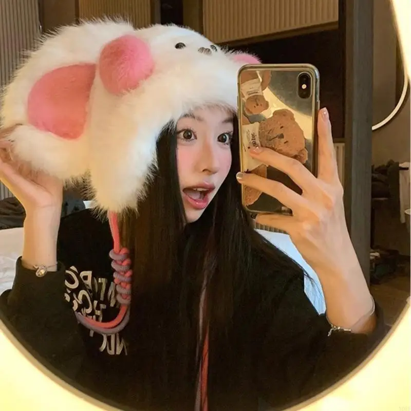 

Шапка с пушистыми кроликами и огромными ушками, шапка для косплея 2000-х годов, Y08E