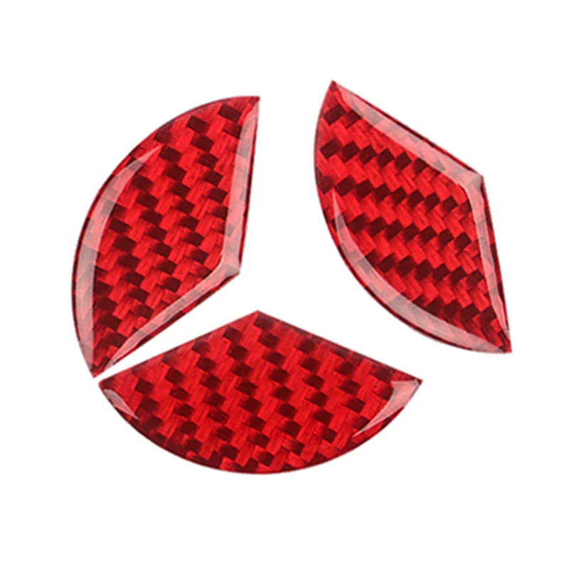 Carbon Fiber Red Car Steering Wheel Airbag Cover Trim Sticker For Mercedes-Benz CLA GLA New C E Class 16-19 Interior Accessories