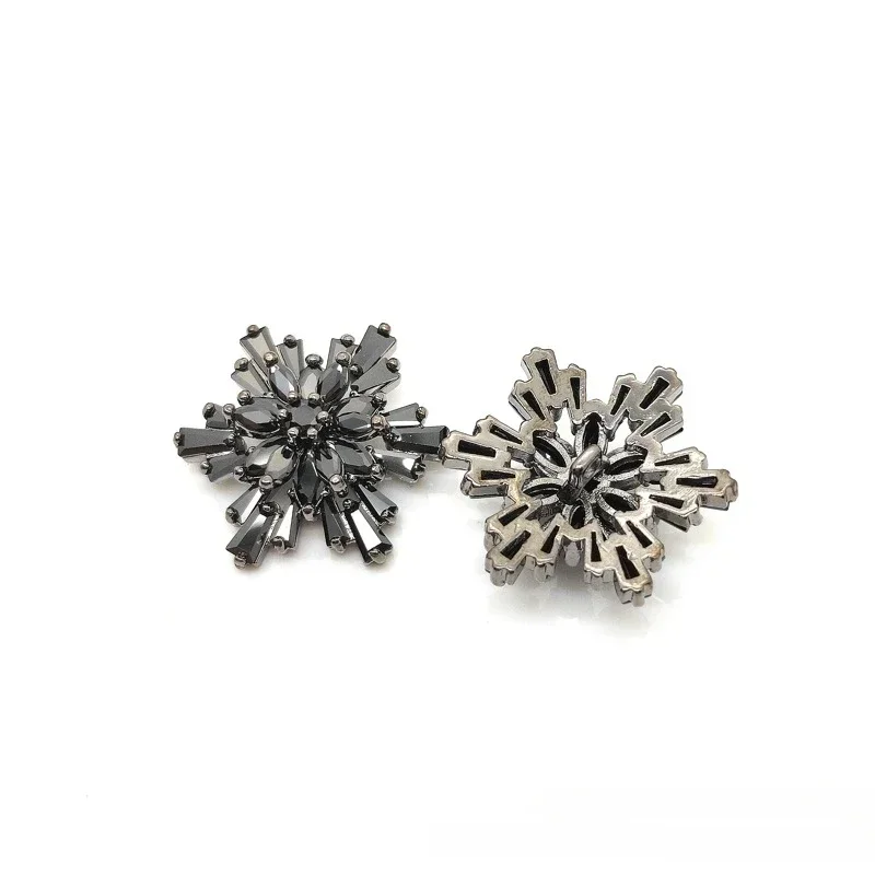 5pc/lot Luxury Snowflake Style Zircon Button Micro Set Zircon Copper Plated Jewelry Accessories DIY Shirt Dress
