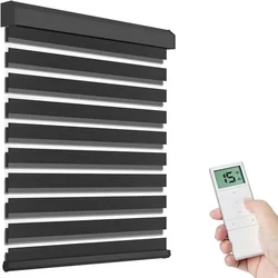 New Design Square Headrail Day And Night Double Layer Smart WiFi Remote Control With Alexa Google Motorized Zebra Blind For Home