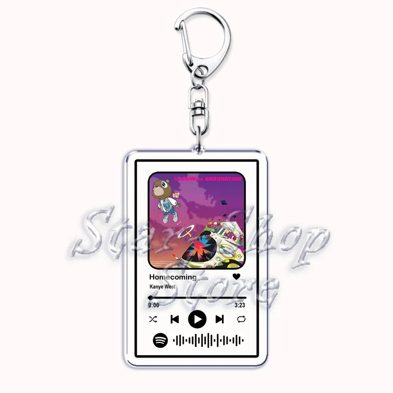 Kanye Rap Album Graduation Keychains Keyring for Accessories Bag Bear Music YE Pendant Key Chain Ring Jewelry West Fans  Gifts