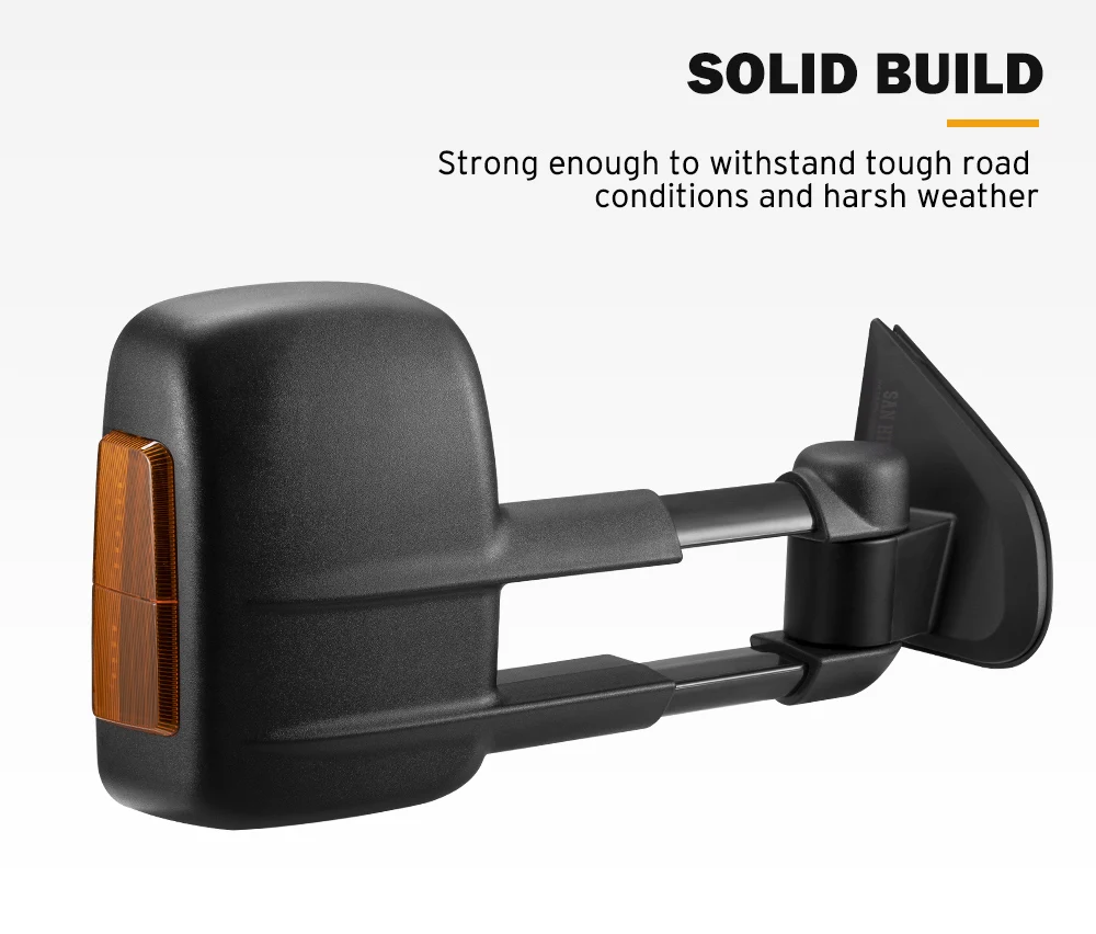 Black Electric Extendable Manually Foldable Towing Mirrors for ISUZU D-MAX MY2021-ON