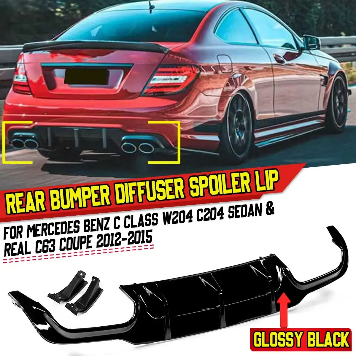 

W204 Rear Bumper Diffuser Spoiler Lip Rear Bumper Protector For Mercedes For Benz C Class W204 C204 Sedan C63 Coupe 2012-2015