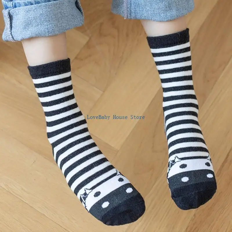 BX0D جوارب قطنية ناعمة قابلة للتنفس جوارب كاحل للأطفال جوارب بنمط كرتوني للأطفال الصغار 1-12 سنة جوارب ربيع الخريف #4