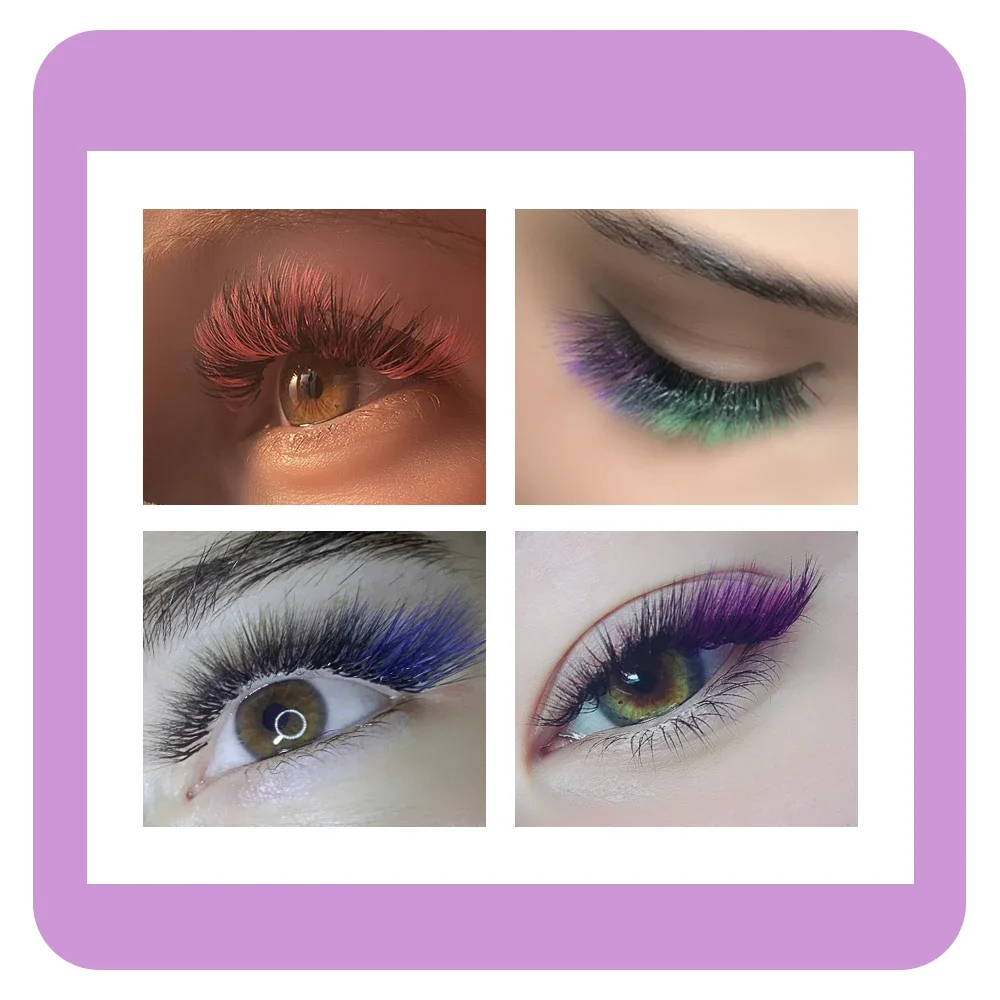 Colored Lashes Eyelash Extensions C/D/L/LU(M) Curl Mix 8-15mm Natural Soft Individual Green/Blue/Brown/Purple/Pink Eyelashes