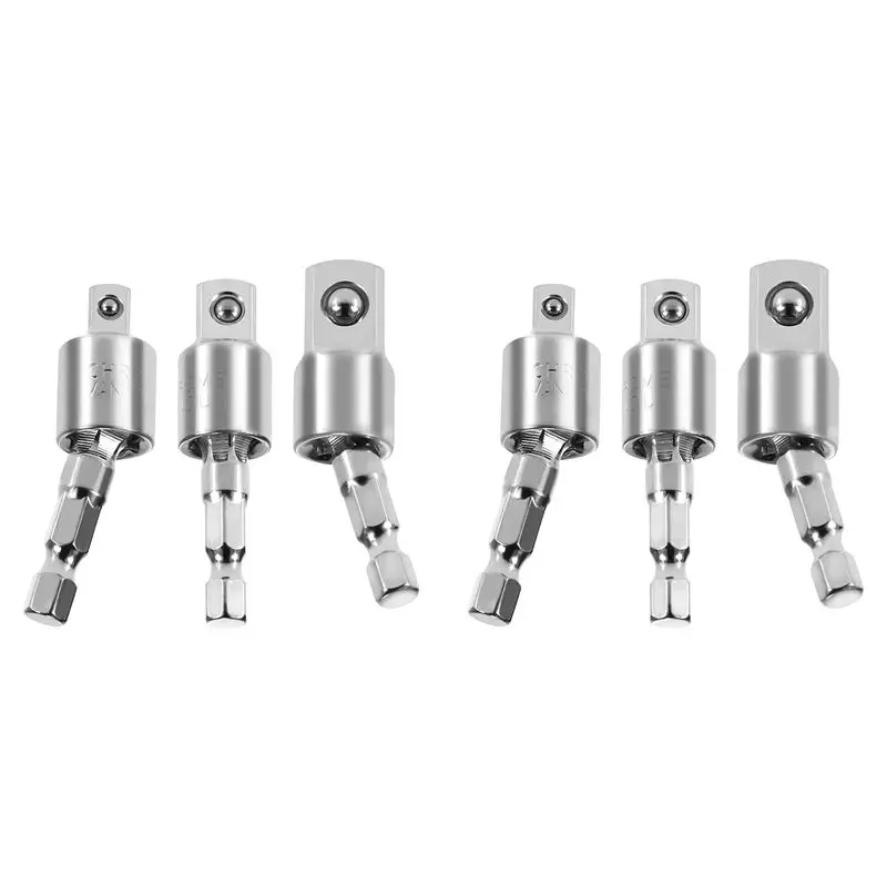 6 Pack Impact Grade Socket Adapter 360-Degree Universal Joint Swivel Socket Set, Socket To Drill Adapter-AT64