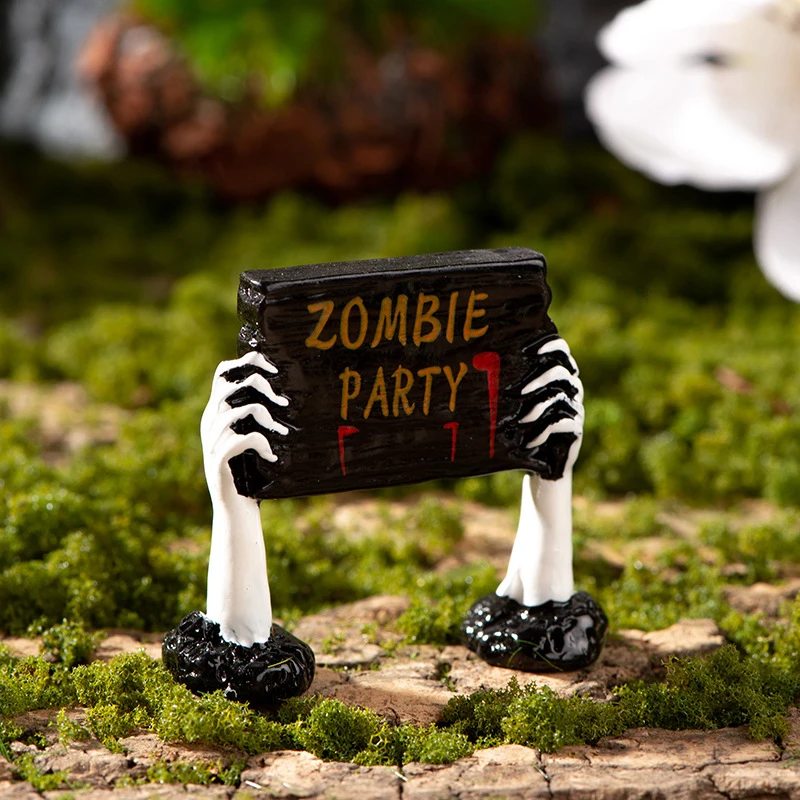 Halloween Home Table Flower Pot Decor Halloween Resin Ghost Skull Tombstone Miniature Figurines Dollhouse Accessories
