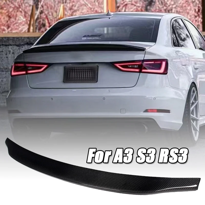 

Real Carbon Fiber Car Rear Trunk Lip Spoiler Wing Rear Roof Spoiler Cap Tuning For Audi A3 S3 RS3 8V Sedan 2013-2020 HK Style