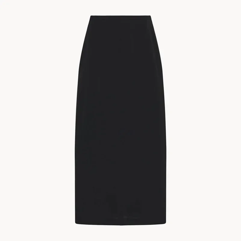 LUXURY-Women\'s Minimalist High Waist Half Skirt, Slim Black Over Knee Skirt, Over Hip Skirt, New, Autumn, 2024