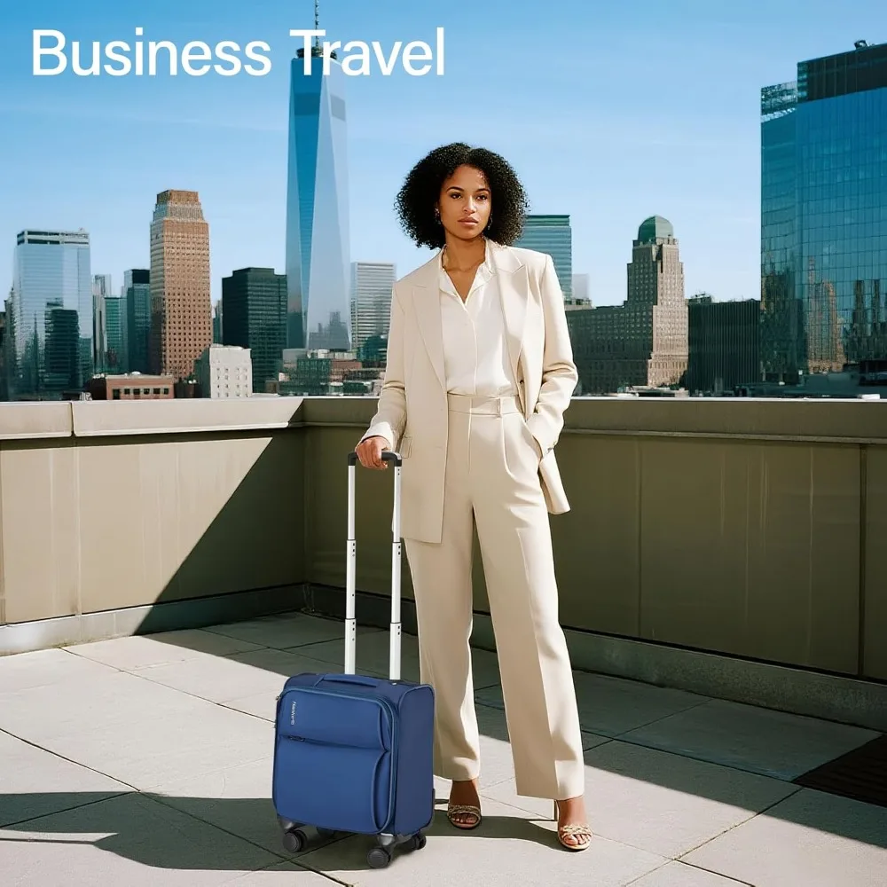 Compact 16 Inch Lightweight Softside Spinner Carry-On Luggage Approved for Air Travel, Ideal for Small Rolling Suitcase Needs