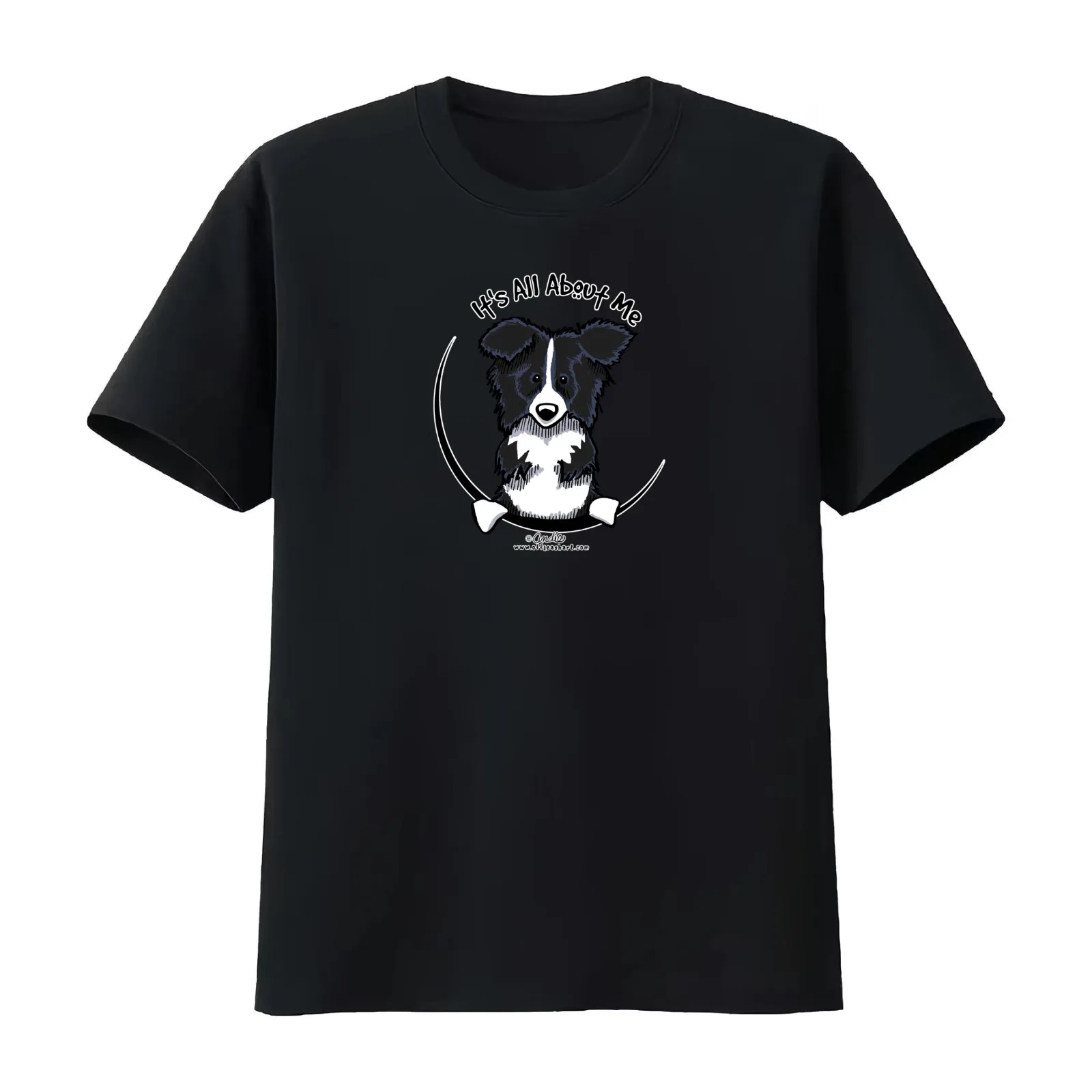 It's All About Me :: Border Collie T-Shirt Summer Casual Cotton Tee Oversized Streetwear Tops Vintage Graphic Print