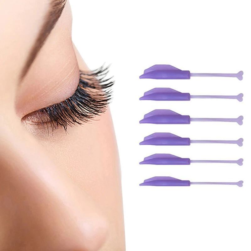 6Pairs Purple Eyelash Perming Curler Lift Pads Eyelash Perm Pads With Auxiliary Strip Rods For Lash Lift Silicone Eyelash Tool