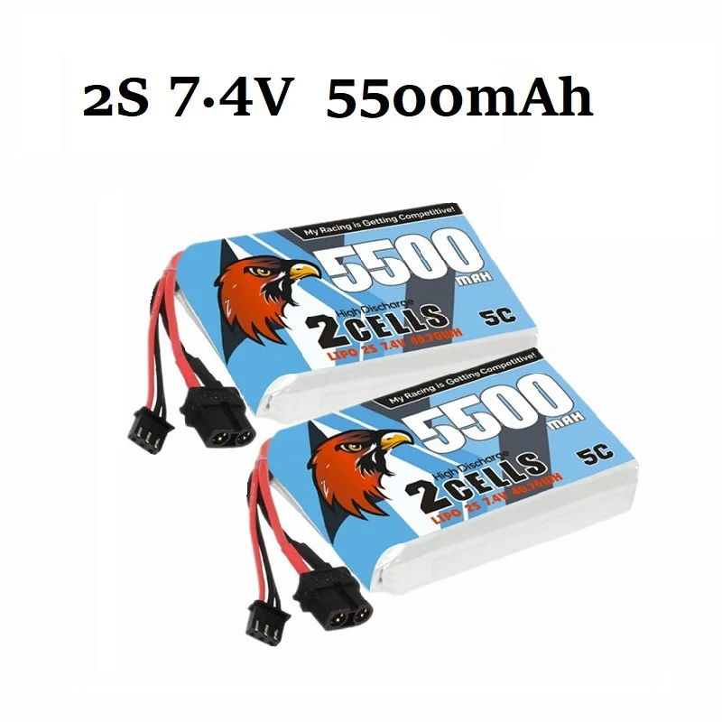 2S 7.4V 5500mAh 5C bateria Lipo do nadajników radiomasterowych TX16S Receivers1:10 w skali Nitro zasilany akumulator samochodowy RC