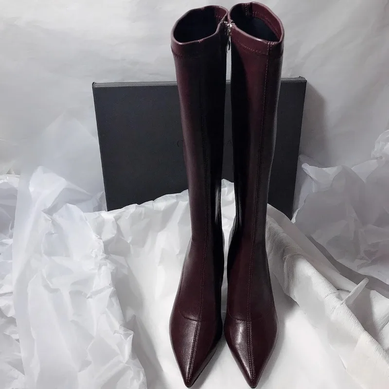 Autumn New Stiletto Fashion Boots Women's Pointed Toe Side Zipper Anti-Slip Wear-Resistant Tall Single Boots view 2